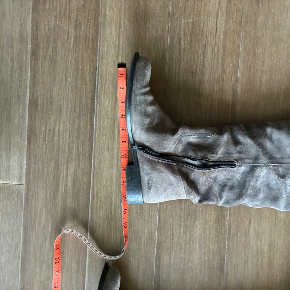EUC Garnet Hill gray suede tall boots 7 1/2